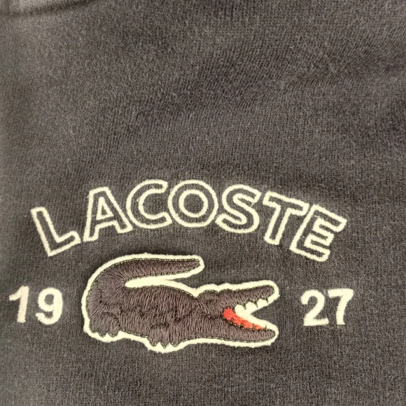 Lacoste Navy Zip-Up Hoodie with White Trim Size Large - Picture 4 of 16